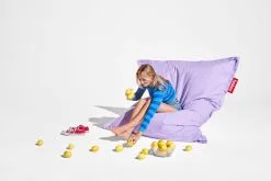 Fatboy Original Stonewashed Bean Bag, Lilac -Stools Store FATBOY the original stonewashed lilac with model masterpiece 01 role