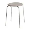 Fritz Hansen Dot Stool, Lava Grey Leather - Chrome -Stools Store FH21 dot SM