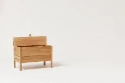 Form & Refine A Line Storage Bench, 68 Cm, Oak -Stools Store FR A Line Storage bench 68 oak perspective open