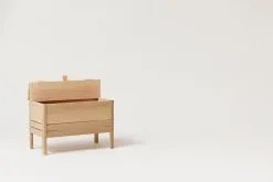 Form & Refine A Line Storage Bench, 68 Cm, White Oak -Stools Store FR A Line Storage bench 68 white oak perspective open