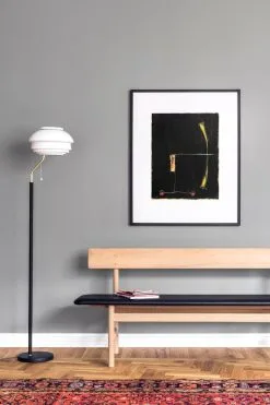 Fredericia Mogensen 3171 Bench, Oiled Oak - Black Leather -Stools Store Fds7 muokattu