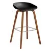 HAY About A Stool AAS32 Eco, 75 Cm, Lacquered Walnut - Black -Stools Store HA943647 AAS 32 Eco H75 eco black shell wb lacquer walnut base stainless steel footrest