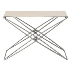 Fredericia JG Folding Stool, Brushed Steel - Natural Canvas