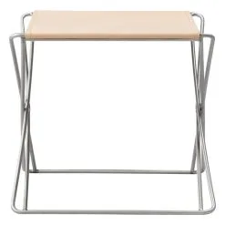 Fredericia JG Folding Stool, Brushed Steel - Natural Leather -Stools Store JG 6565 leather90 brushedsteel v6