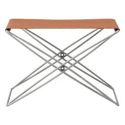 Fredericia JG Folding Stool, Brushed Steel - Cognac Leather
