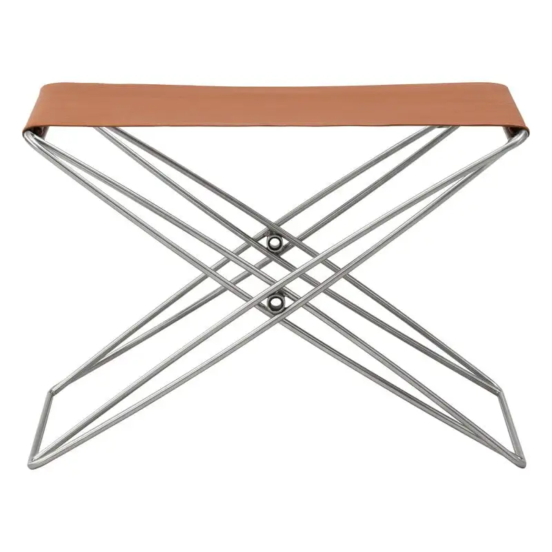 Fredericia JG Folding Stool, Brushed Steel - Cognac Leather 3 Fredericia JG Folding Stool, Brushed Steel - Cognac Leather