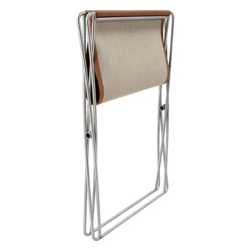 Fredericia JG Folding Stool, Brushed Steel - Cognac Leather 6 Fredericia JG Folding Stool, Brushed Steel - Cognac Leather - Image 4
