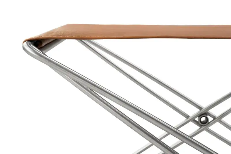 Fredericia JG Folding Stool, Brushed Steel - Cognac Leather 5 Fredericia JG Folding Stool, Brushed Steel - Cognac Leather - Image 3