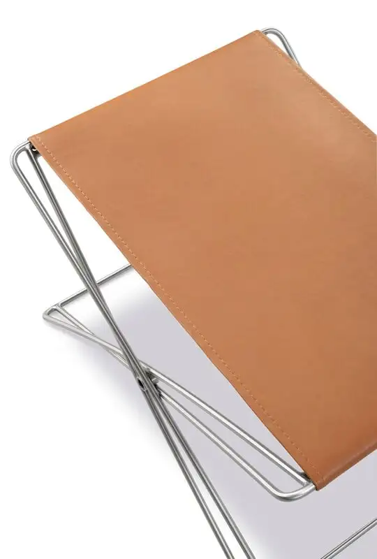 Fredericia JG Folding Stool, Brushed Steel - Cognac Leather 4 Fredericia JG Folding Stool, Brushed Steel - Cognac Leather - Image 2