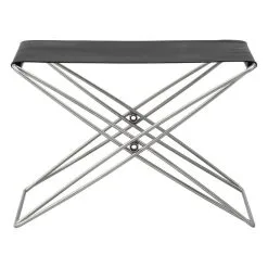 Fredericia JG Folding Stool, Brushed Steel - Black Leather