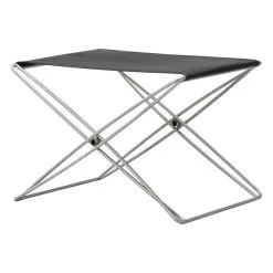 Fredericia JG Folding Stool, Brushed Steel - Black Leather -Stools Store JG 6565 leather98 brushedsteel v2