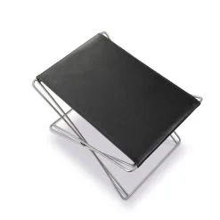 Fredericia JG Folding Stool, Brushed Steel - Black Leather -Stools Store JG 6565 leather98 detail 8