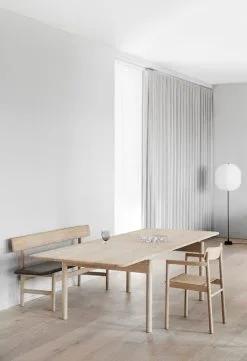 Fredericia Mogensen 3171 Bench, Soaped Oak - Black Leather -Stools Store Post Chair Post Table Mogensenbench