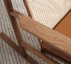 Warm Nordic Swing Rocking Chair, Teak - Silk Cognac Leather -Stools Store warmnordic furniture swing frenchcane detail teak